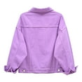 thumbnail image 2 of Huesdet Women's Embroidered Denim Jean Jacket for Women Fashion Solid Oversized Long Sleeve Button Up Shacket Jacket Coat with Pockets(Purple,S), 2 of 8
