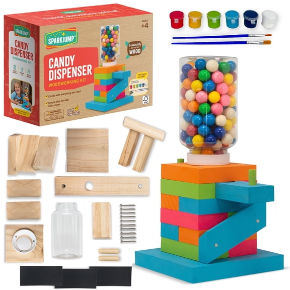 SparkJump DIY Wooden Candy Dispenser Craft Kit Build and Paint