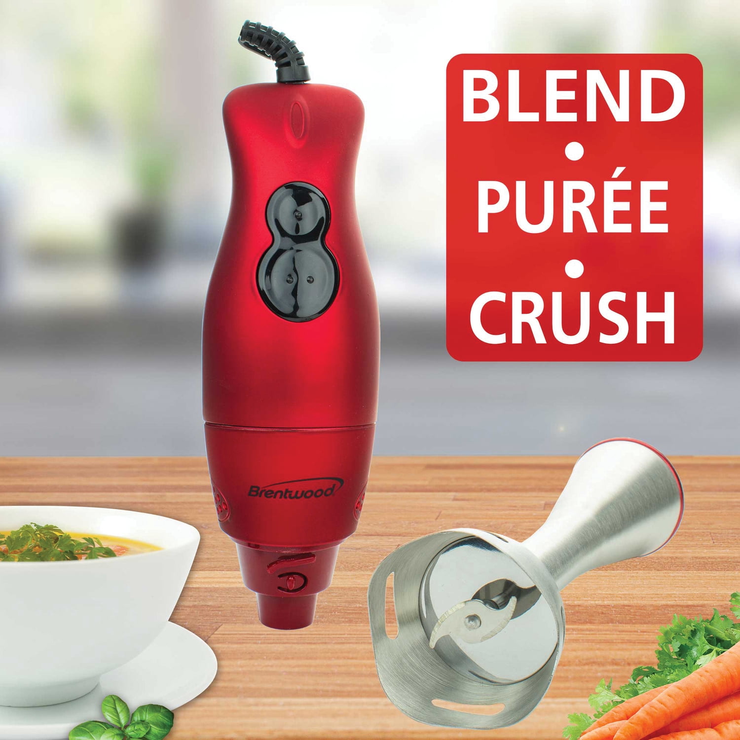 Brentwood 2-Speed Corded Hand Blender, Red