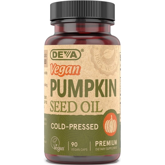 DEVA Nutrition Vegan Pumpkin Seed Oil 500 mg, Cold-Pressed & Unrefined - 90 Capsules, 1-Pack