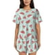 thumbnail image 1 of Fotbe Watermelon Conjunto de Pijama Estampado para Mujer, 2 Piezas, Ropa de Dormir con Camiseta de Manga Corta y Shorts Suaves-Large, 1 of 6