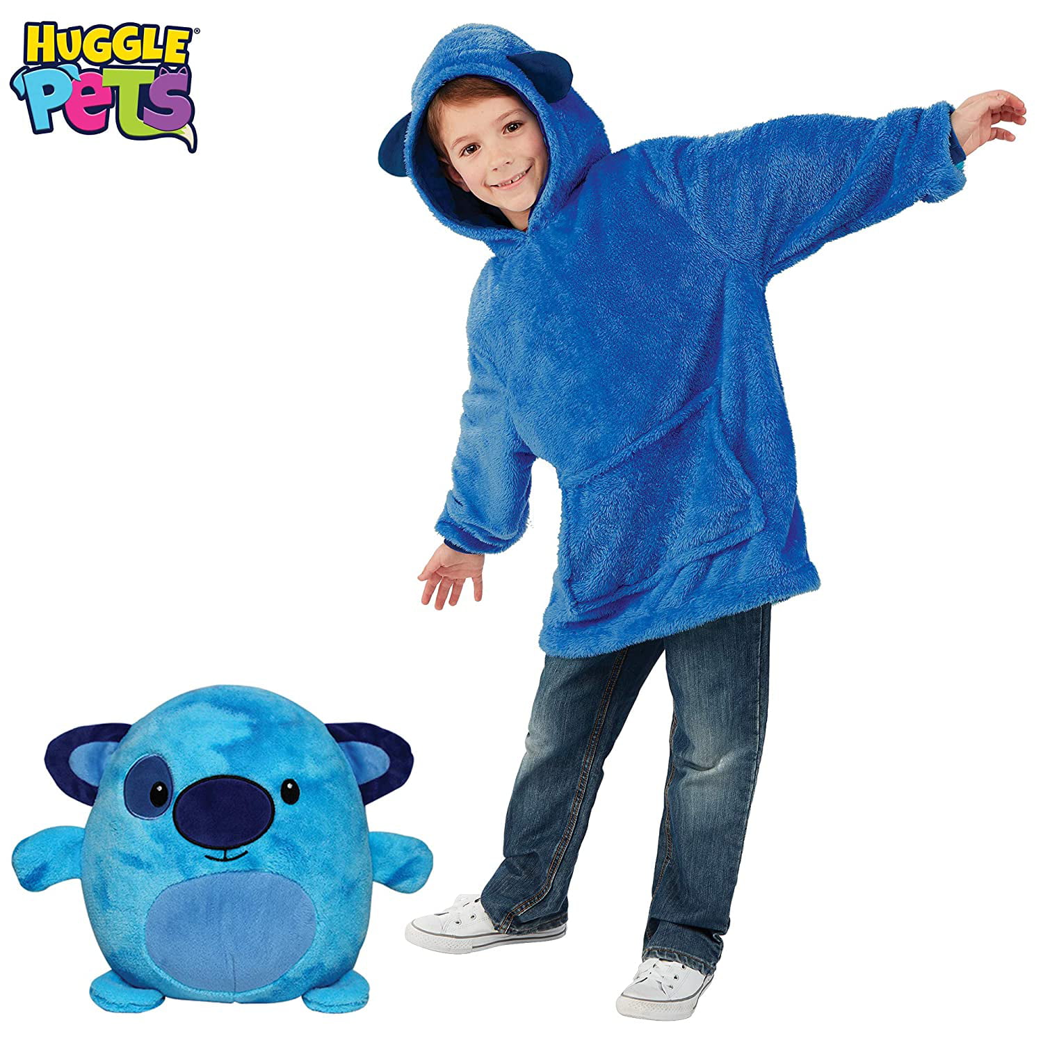 Gift for Boys Girls One Size Pullover Pajama Pillow Pets Hoodie Plush Animal Toys Turn Into Oversized Hoodie with Giant Pocket Long Sleeve Plush Sweatshirt 2-in-1 Animal Hoodie