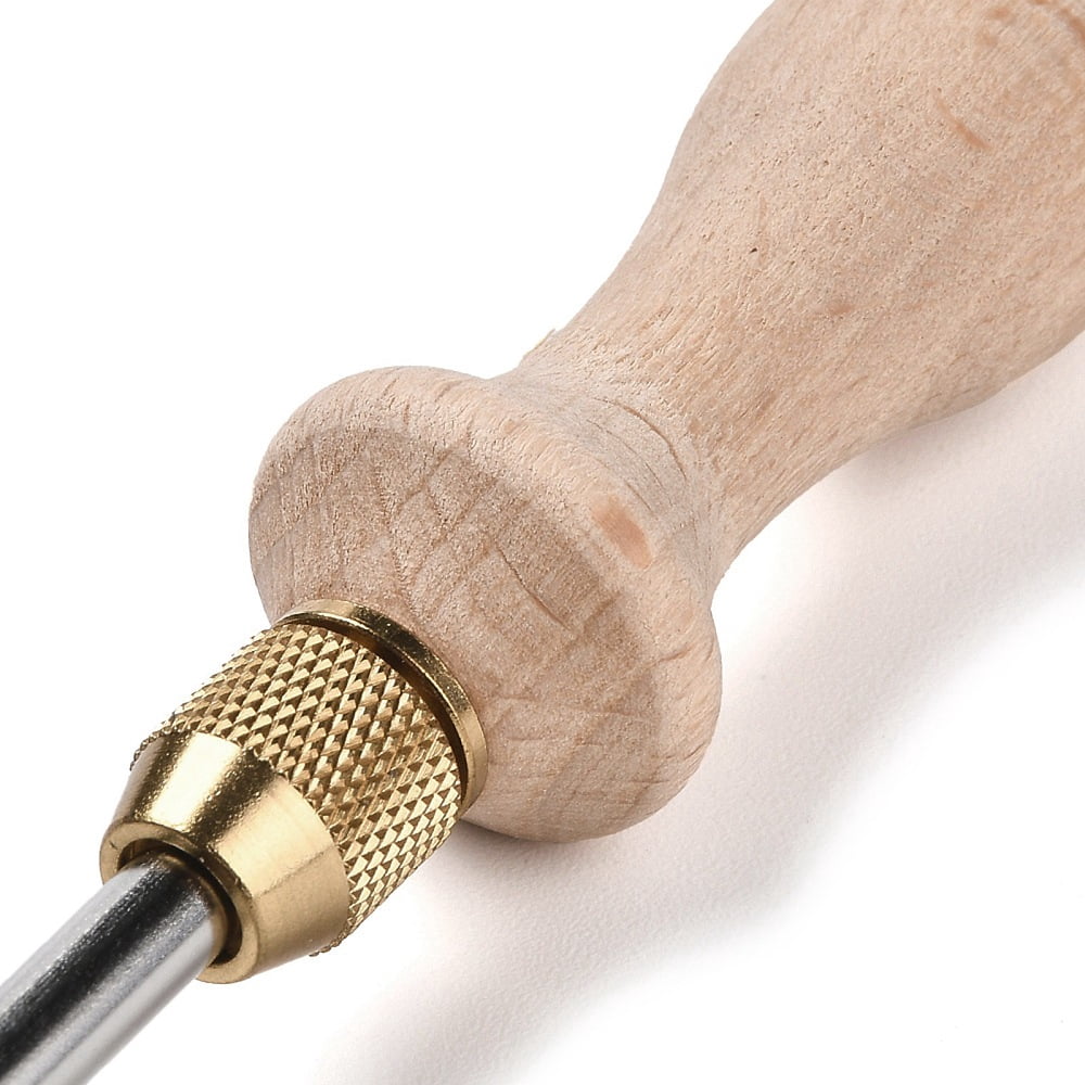 5sets Punch Embroidery Tool Kits Including Wood Handle Punch Pen Stainless Steel Replacement Needles Iron Wire Threader BurlyWood