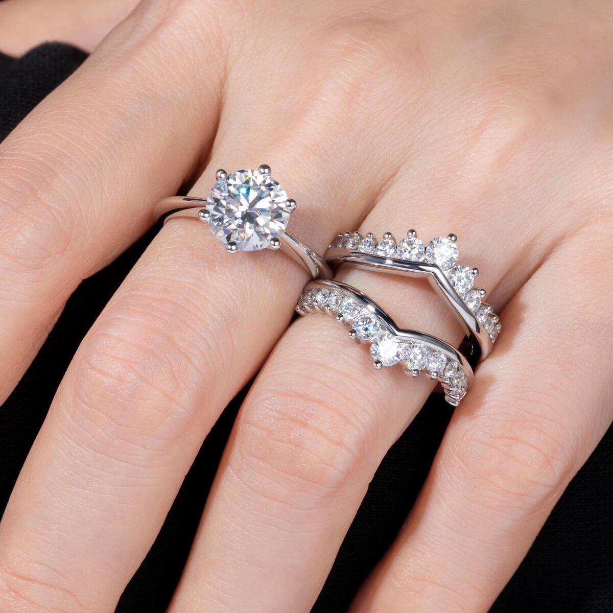AnuClub Moissanite Wedding Rings Set for Women ,4.52cttw(3CT Center Stone) D Color VVS1 925 Sterling Silver Engagement Promise Ring with Certificate