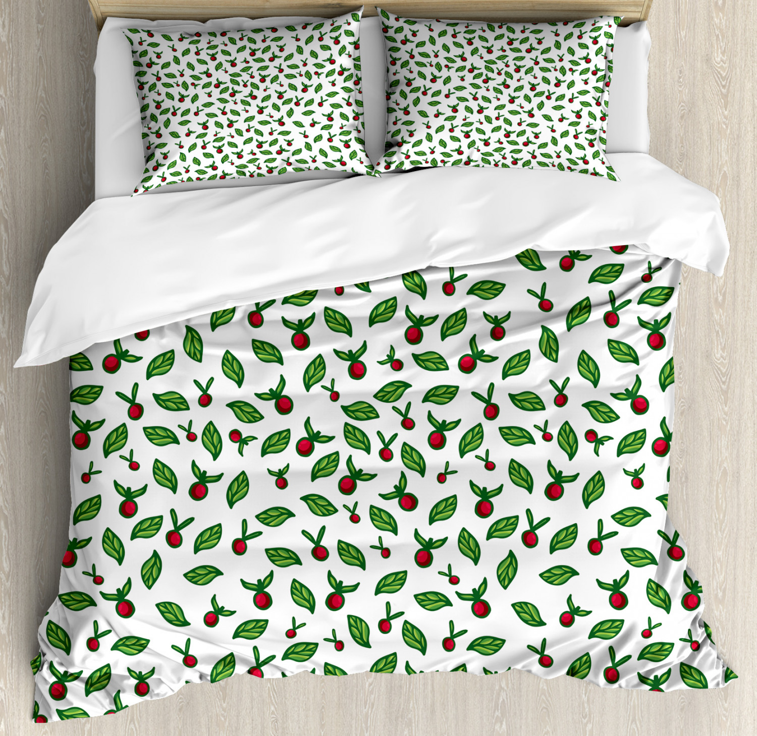 Cranberry Duvet Cover Set King Size, Botanical Inspirations Themed