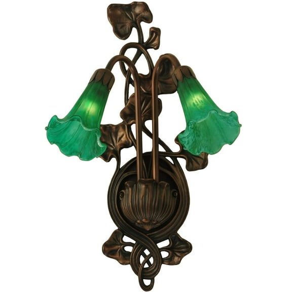 Meyda Tiffany 17092 Lilies 11" Wide 2 Light Double Sconce - Green