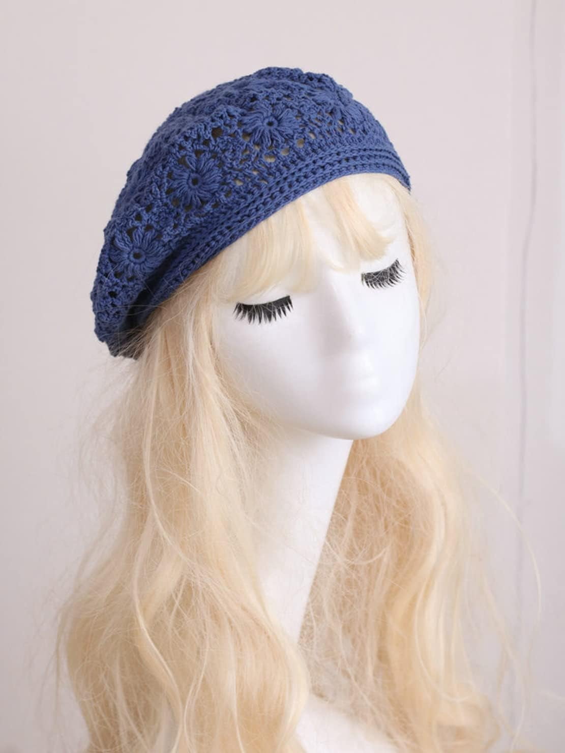 YooGuoGuo Hand Hook Hollowed-Out Chrysanthemum Beret, Hair Cap