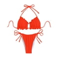 thumbnail image 4 of Trajes de Baño de Bikini de Mujer de Color Sólido Estilo Dividido con Correas Desmontable Sostén Acolchado Ocasional Verano Playa de Vacaciones, 4 of 6