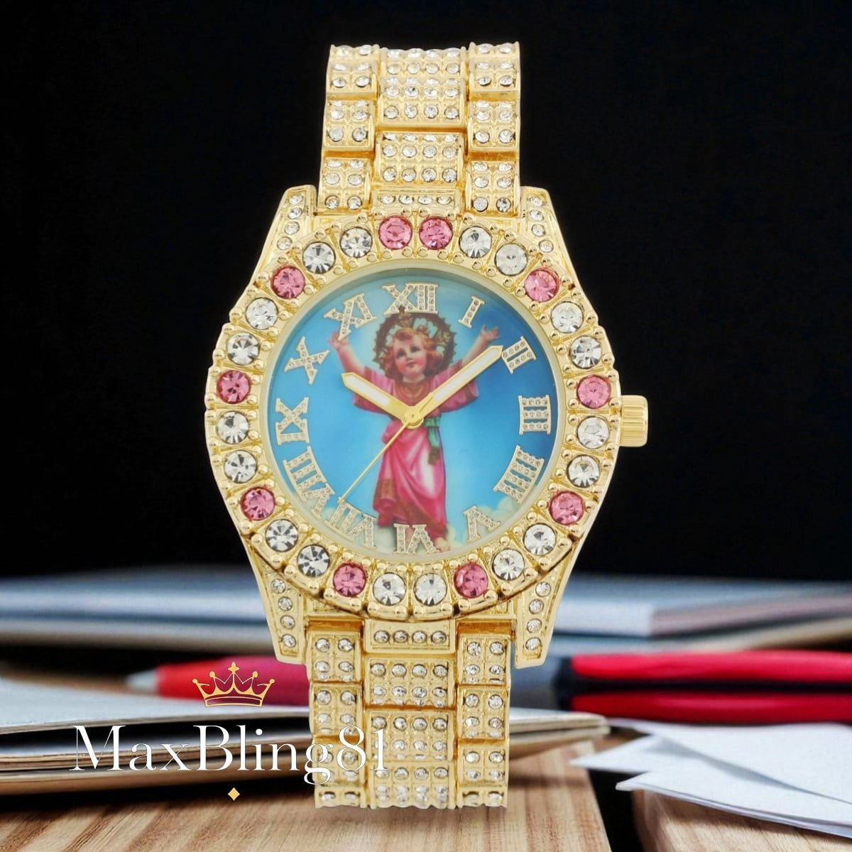 Woman’s 10k Champagne 22mm Dial Nugget Watch 10K Yellow Gold Ladies Geneve Classic Black or Champagne  main image 2