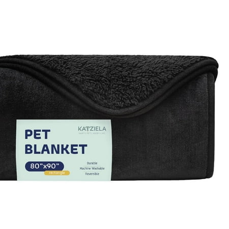 Katziela Fur Comfort Premium Cat and Dog Soft Throw Blanket Extra Large 100% Waterproof Fabric Black