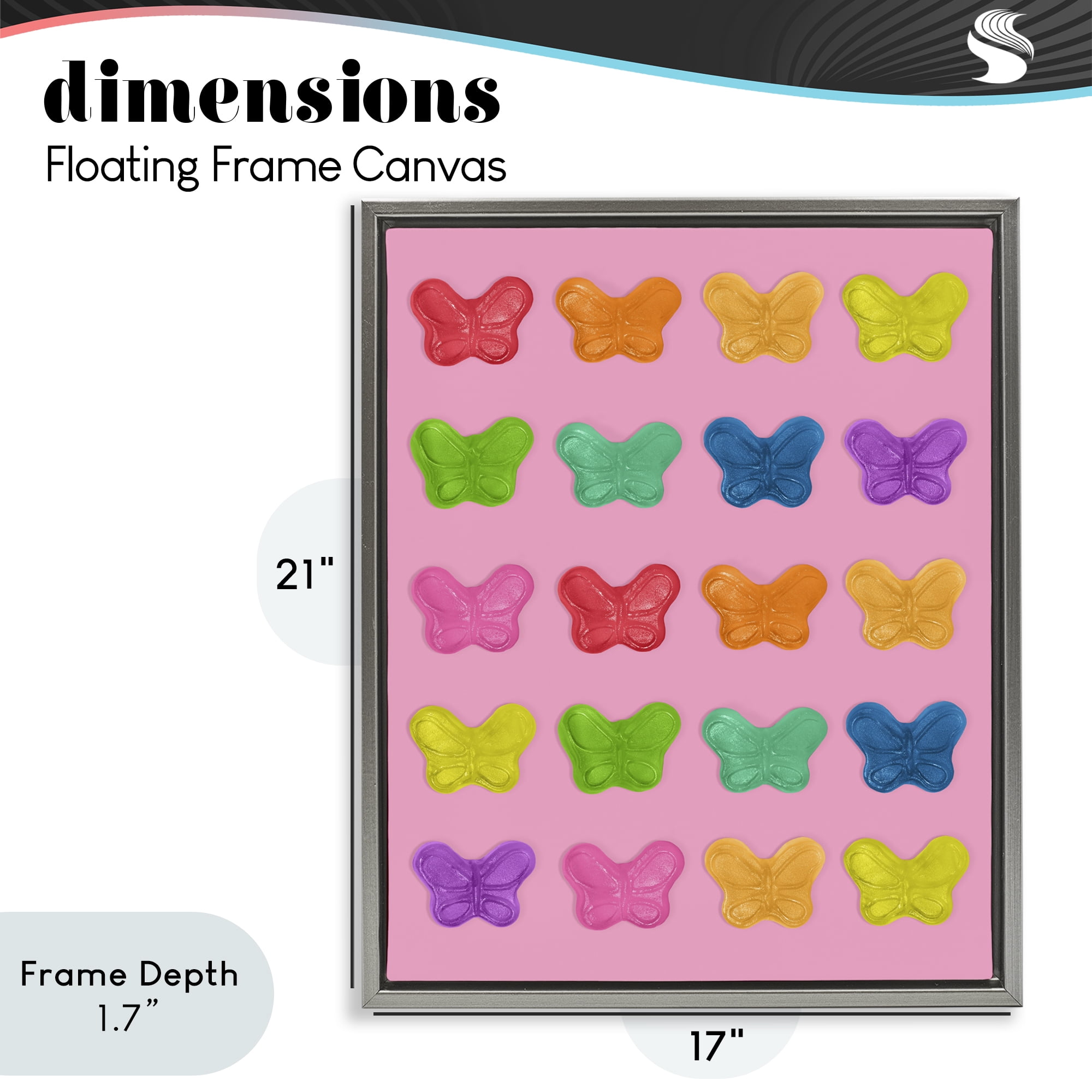 Stupell Industries Colorful Butterflies on Pink Gray Framed Floater Canvas Wall Art, design by LISH Creative