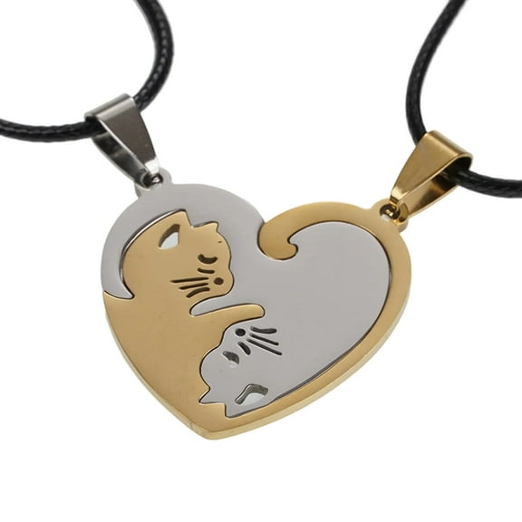 YIEMEEN Adjustable Length Matching Cats Pendant Necklace for Couples Pet Lovers Jewelry
