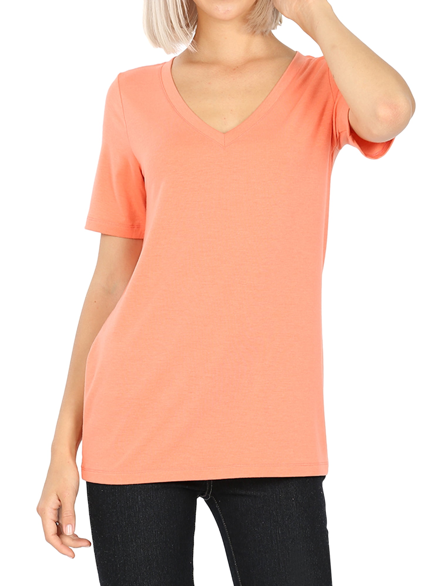 Coral v neck t shirt Clearance