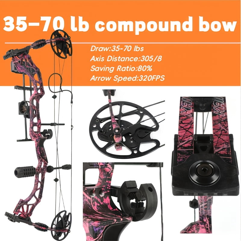 Kamei Qin 35-70 lbs Adjustable Compound Bow Set, Outdoor Archery Adult Compound Bow Right-Handed