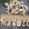 thumbnail image 6 of 100pcs Happy Easter Rabbit Eggs Wood Chips Carved Embellishment Hanging Ornament, 6 of 10