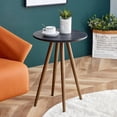 thumbnail image 2 of Modern Minimalism Black Faux Marble End&Side Table,Small Accent Coffee Table with Black Metal Legs,Round Nightstand for Living Room,Bedroom,Apartment Small Space ( MDF Tabletop + Metal Legs ), 2 of 5