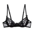 thumbnail image 2 of Women's Balconette Bra Sexy Lace Bra Embroidered Sheer Unpadded Unlined Bra See Through Bra, 2 of 7