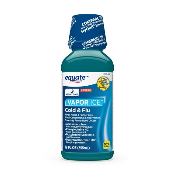 Equate Vapor Ice Nighttime Severe Cold and Flu Relief, 12 fl oz
