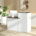 thumbnail image 4 of Costway Reception Desk with Lockable Drawer & Adjustable Shelf Oval Tabletop for Store Black, 4 of 10