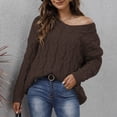 thumbnail image 7 of Baqcunre Sweaters For Women Women'S Thick Knit V Neck Fashion Hooded Pullover Sweater Hoodies For Women Fall Outfits For Women 2023 Brown M, 7 of 7