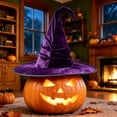thumbnail image 4 of Witches Hat for Women Shapeable Colorful Velvet Wide Brim Pointed Halloween Purple One Size by Fnhpitd, 4 of 6