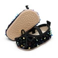 thumbnail image 2 of Infant Baby Girls Mary Jane Bow Non-Slip Soft Sole Toddler First Sneaker Glamour Bling Ballerina Wedding Dress Shoes Fashion Footwear (6-12 Months, Black), 2 of 7