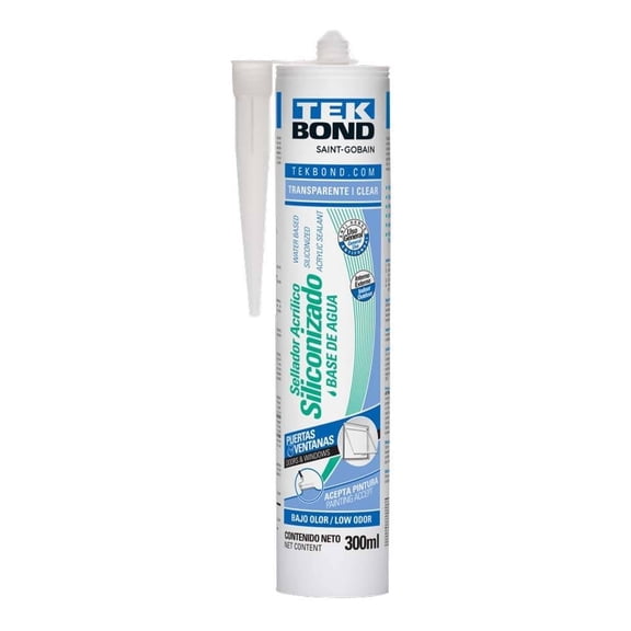 Sellador Acrílico Siliconizado Tekbond Cartucho 300 ml Transparente