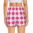 thumbnail image 4 of Xecao's Plaid Heart for a double-layer running short for women, perfect for gym, tennis, and more, featuring a convenient pocket., 4 of 9