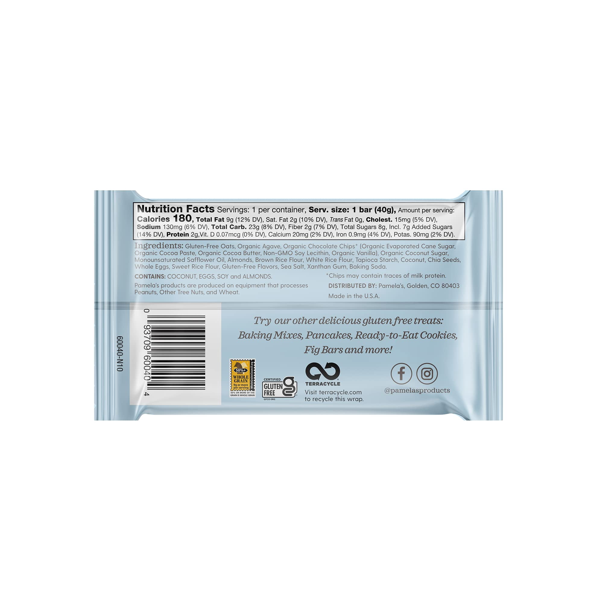 Pamela's Oat Chocolate Chip Coconut Bars (6x5 CT)6