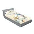 thumbnail image 2 of Ambesonne Cartoon Fitted Sheet & Pillow Sham Set, Whale in Ocean Dive, Twin, Blue and White, 2 of 2