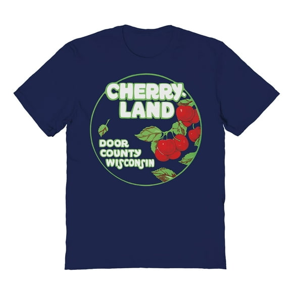 Park Fields Cherry Land Wisconsin Graphic Navy Men's Cotton T-Shirt