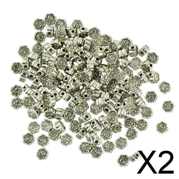 Cuentas espaciadoras BLESIY grabadas con flores 6x3mm 100 piezas