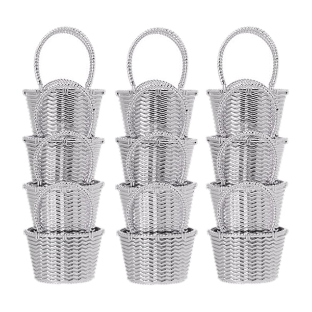 12 cajas portátiles para dulces, almacenamiento de decoración de embalaje B-Plata