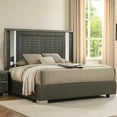thumbnail image 5 of Levi Queen Bed-Dark Gray-Solid Teak and Rubberwood-Modern LED Lighting, 5 of 9