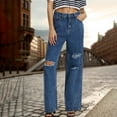 thumbnail image 6 of REALiKUN Women's High Waisted Frayed Ripped Wide Leg Baggy Jeans Loose Trousers Distressed Denim Pants with Pockets, 6 of 6