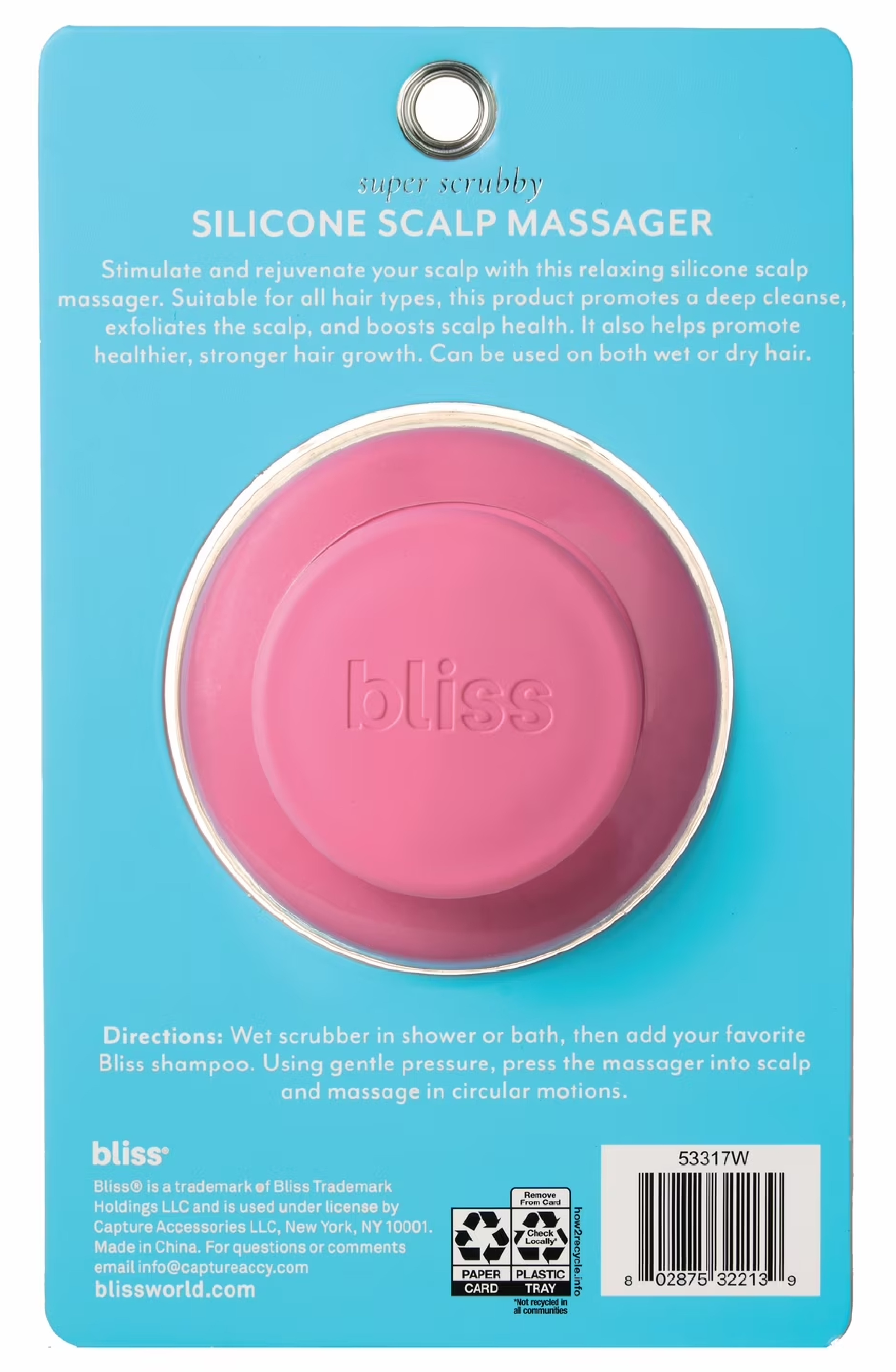 Bliss Soft Touch Silicone Scalp Massager, Pink photo 3