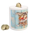 thumbnail image 2 of Letter B Piggy Bank, Alphabet ABC Ocean Theme Elements Starfish Seashell Pale Color, Ceramic Coin Bank Money Box for Cash Saving, 3.6" X 3.2", Dark Coral Pale Blue, by Ambesonne, 2 of 4