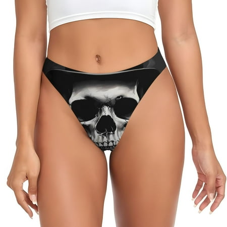 Sigee Black White Hat Skull for Women s G-String Panty  Low Rise  Soft Lace Perfect for Everyday Wear or Special Occasions-XX-Large