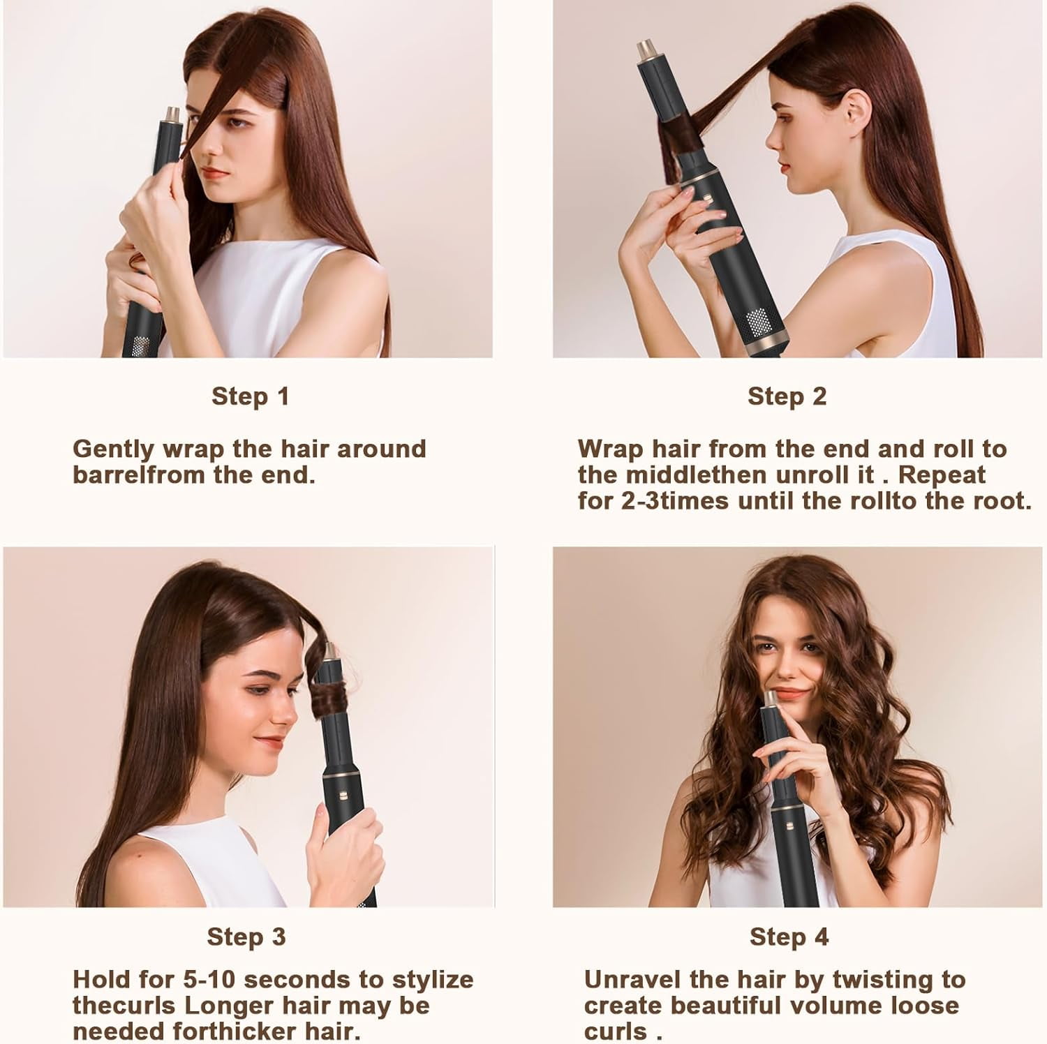 5 in 1 Hair Dryer Brush Hot Air Curling Brush Negative Ion Air Styler，Multi Function Blow Dryer Brush with Curling Wand, Straightening Brush, and Volumizing Hot Air Brush for All Hair Types
