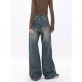 thumbnail image 4 of Pantalones vaqueros de primavera para mujer, combinables con todo, estilo coreano, sencillos, holgados, modernos, retro, de calle, de pierna ancha, cómodos, para estudiantes, nuevos, 4 of 6
