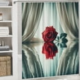 thumbnail image 5 of Shangniulu Water Red Rose Shower Curtain, Modern Printed Bathroom Decoration, Waterproof Fabric Rose Shower Curtain With Hooks, 5 of 6