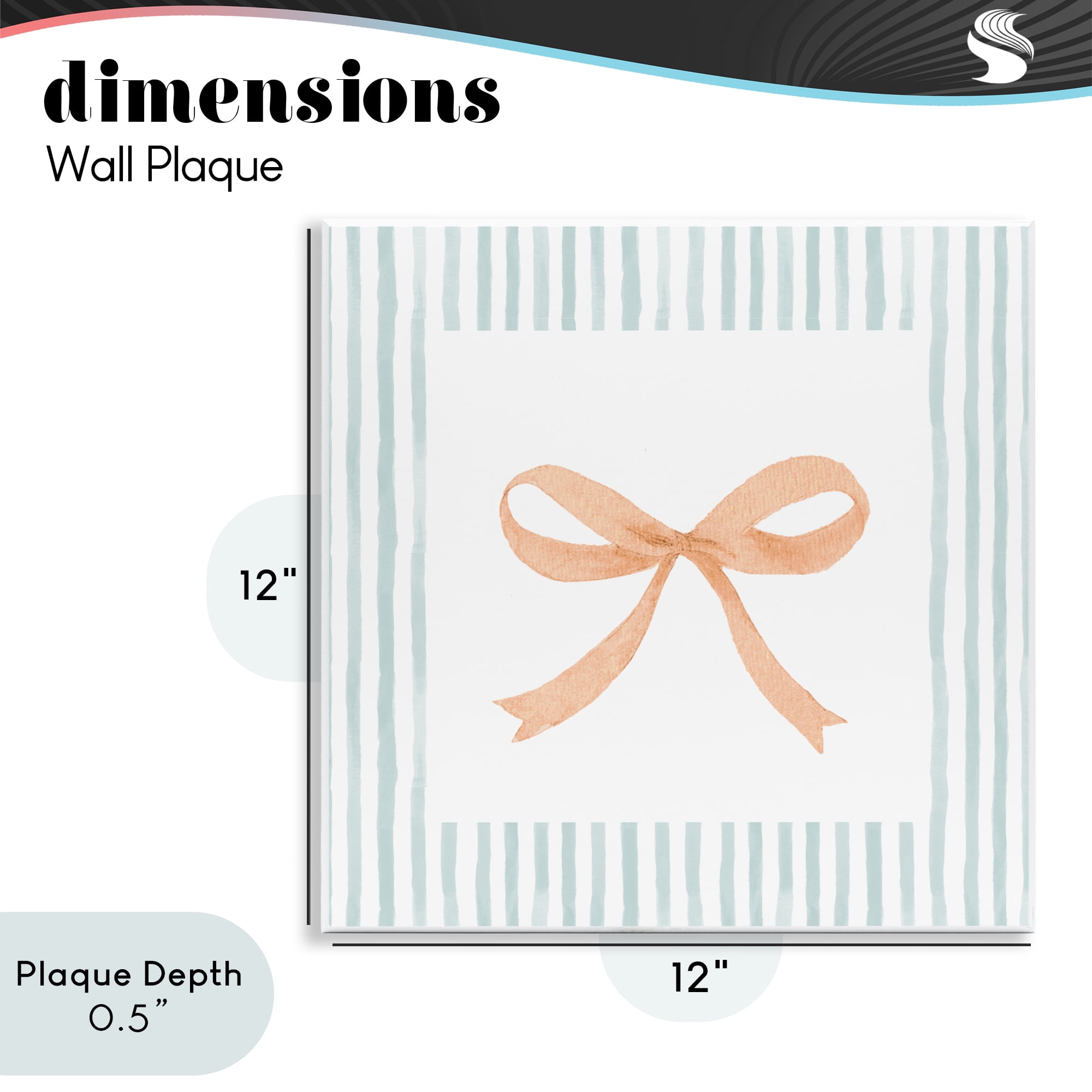 Stupell Industries Orange Bow with Stripe Border Wall Plaque Art, design by Patricia Pinto