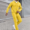 thumbnail image 2 of Blekii Men's Casual Sweatsuit, Solid Color Hoodie And Sweatpants Set, French Terry Jogger Outfit, Cozy Lounge Set for Home, Matching Gym Wear for Men, Relaxed Fit Two-Piece for Everyday, Yellow L, 2 of 6