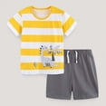 thumbnail image 2 of TOWED22 Newborn Toddler Baby Boy Outfits 2 Pieces Cotton Short Sleeve Shirt Tee Little Bee Print Casual Pocket Rolled Shorts Clothes(Yellow,3-4 Y), 2 of 7