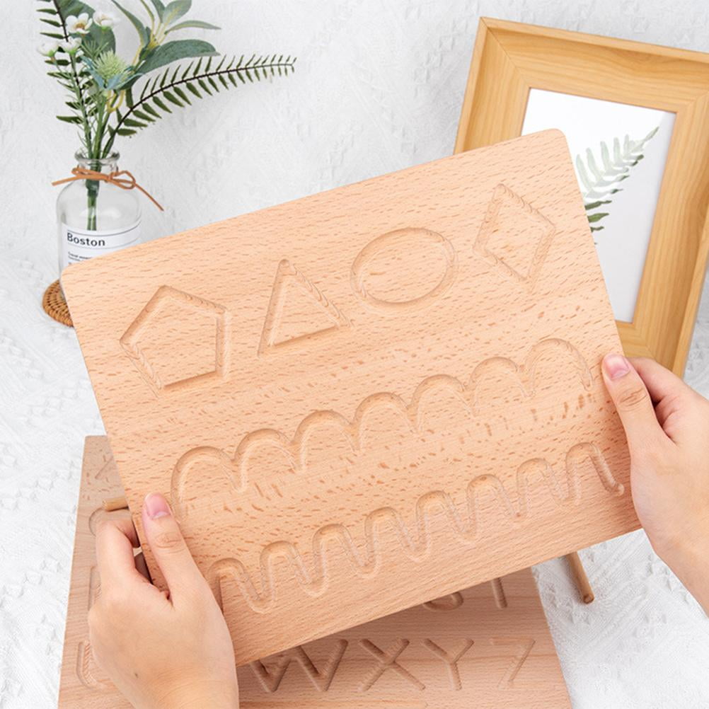 123+Shape Board Montessori Alphabet Number Tracing Boards Double Sided Wooden Learn to Write ABC 123 Board Writing Practice Board for Kids Preschool Educational Toy,Homeschool Supplies