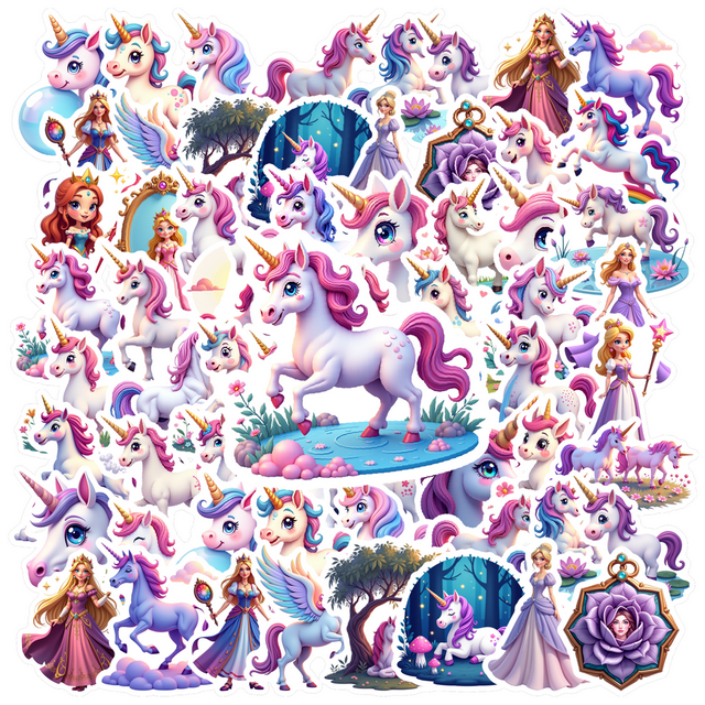 Autocollants de Papeterie Magique Licorne Graffiti Autocollants Récompense Princesse pour Ordinateurs Portables Carnets Valises