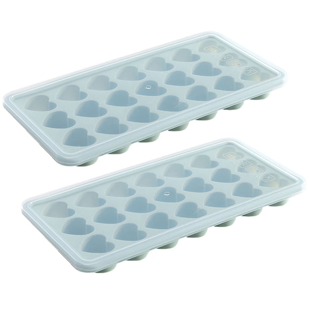 Bandeja para cubitos de hielo en forma de corazón, molde de silicona para cubitos de hielo con tapa extraíble flexible
