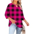 thumbnail image 4 of Ounisa T-Shirts à Manches 3/4 pour Femmes Grande Taille, Col Ras du Cou, Découpes sur la Poitrine, Imprimé Intégral, Décontractés, Basiques, Superposition, pour le Printemps et l'Été, L-5TG, 4 of 7