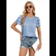 thumbnail image 2 of Camisa de Verano Fruncida con Mangas con Volantes y Textura para Mujer, Azul, Talla XL, 2 of 8