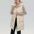 thumbnail image 5 of Baqcunre Puffer Vest Women Ladies Fall And Winter Wear Hooded Zipper Pocket Loose Sleeveless Coat Vest Fleece Jacket Womens Fall Fashion 2023 Beige L, 5 of 7